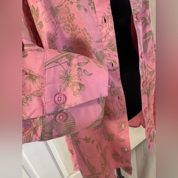 NWT BEAUTIFUL Lawrence Zarian Tunic Top XL Hummingbird Butterfly Pink Green QVC - Picture 9 of 15